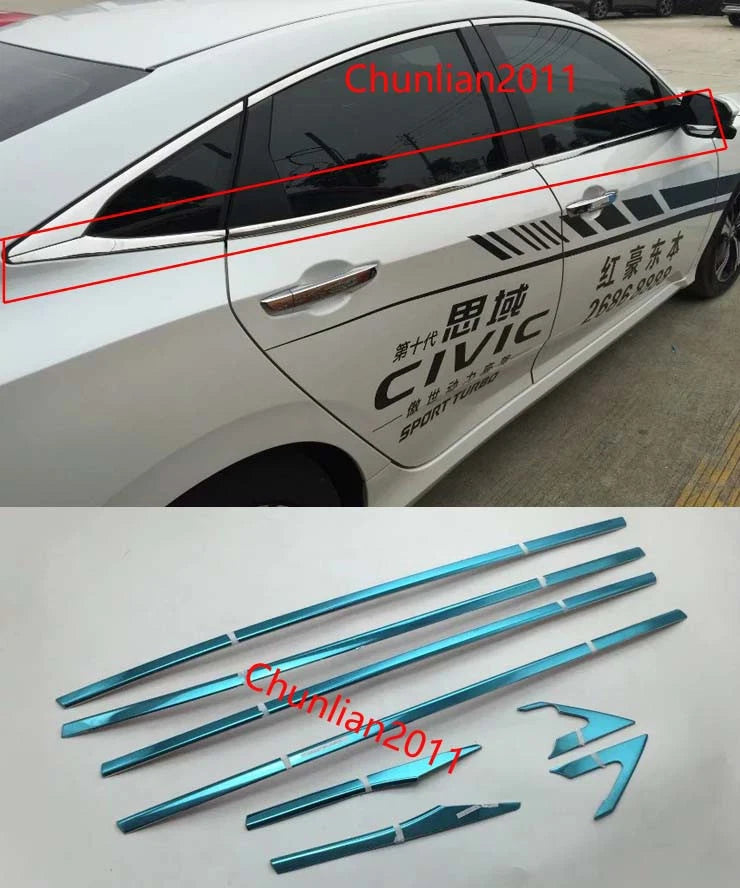 Full Window Center Pillar Trim for Honda Civic 10th Gen 4dr Sedan (2016-2023)