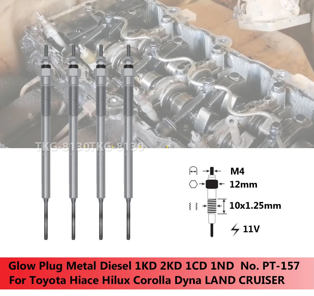 4 x Glow Plugs for Toyota Land Cruiser, Hilux, Hiace, Corolla (1985-2023)