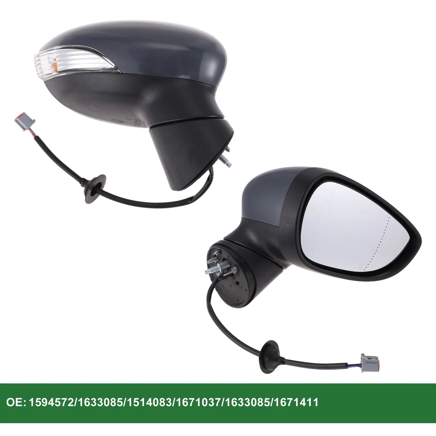 Right Side Door Mirror for Ford Fiesta Mk7 Electric Adjust Gray (2013-2017)