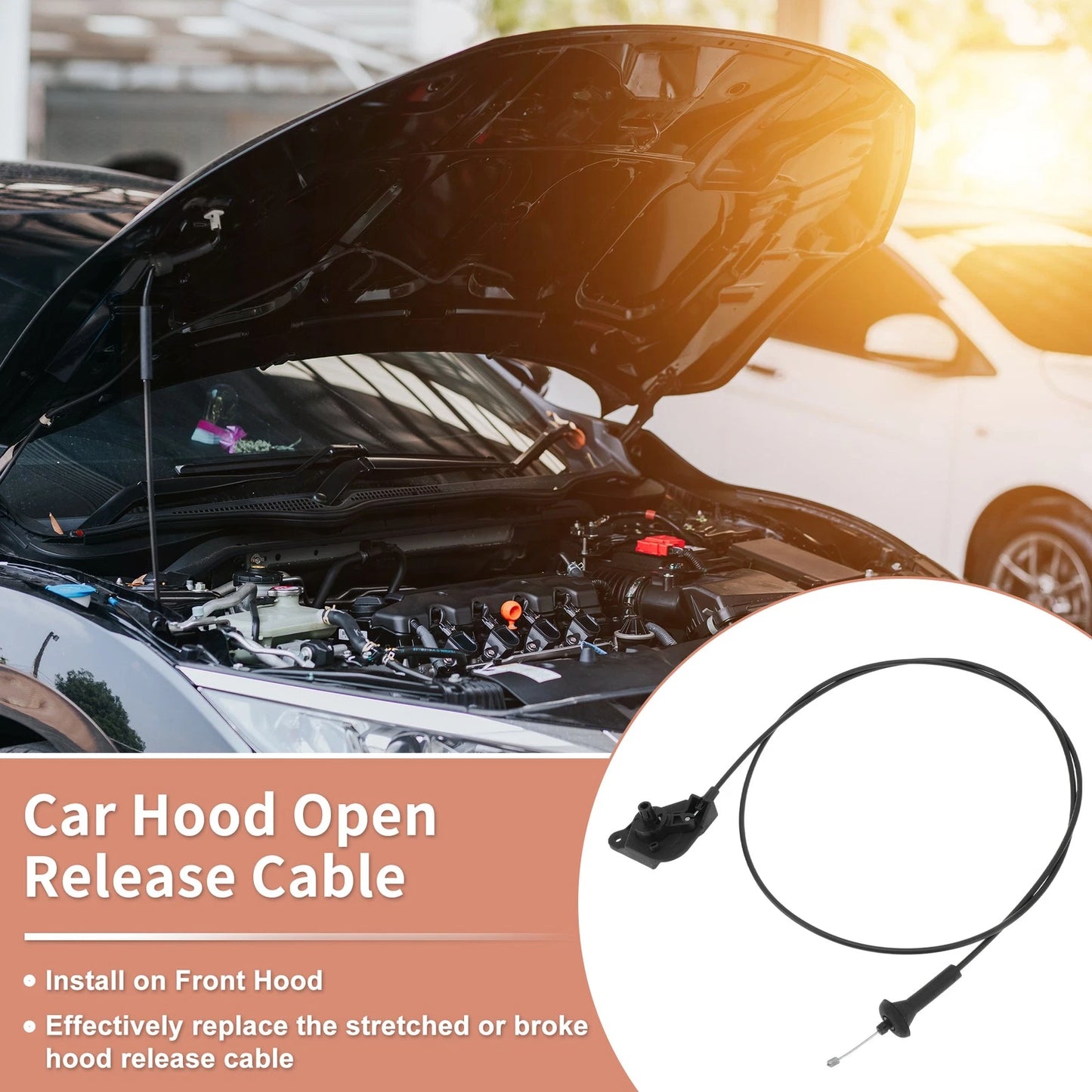 Front Hood Release Cable for Ford Edge Lincoln MKX Nautilus (2015-2024)
