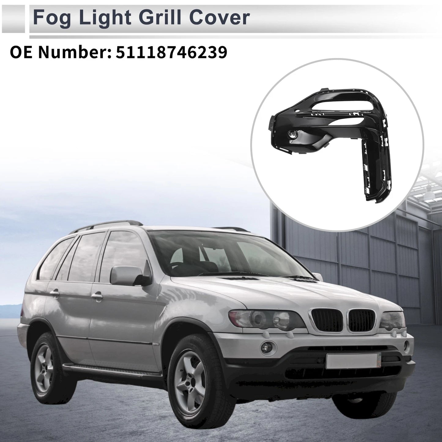 1 x Front Left Fog Light Grill for BMW X5 (2019-2022) Black