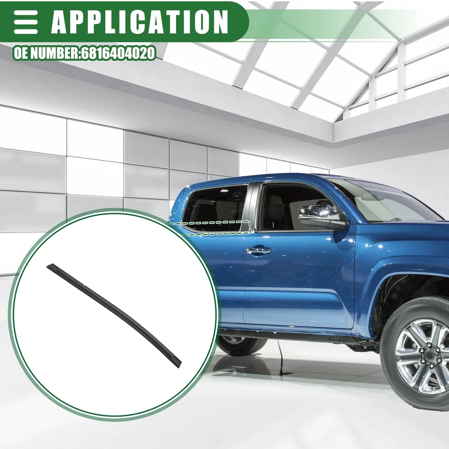 Rear Right Door Window Belt Weatherstrip for Toyota Tacoma (2005-2015) Black