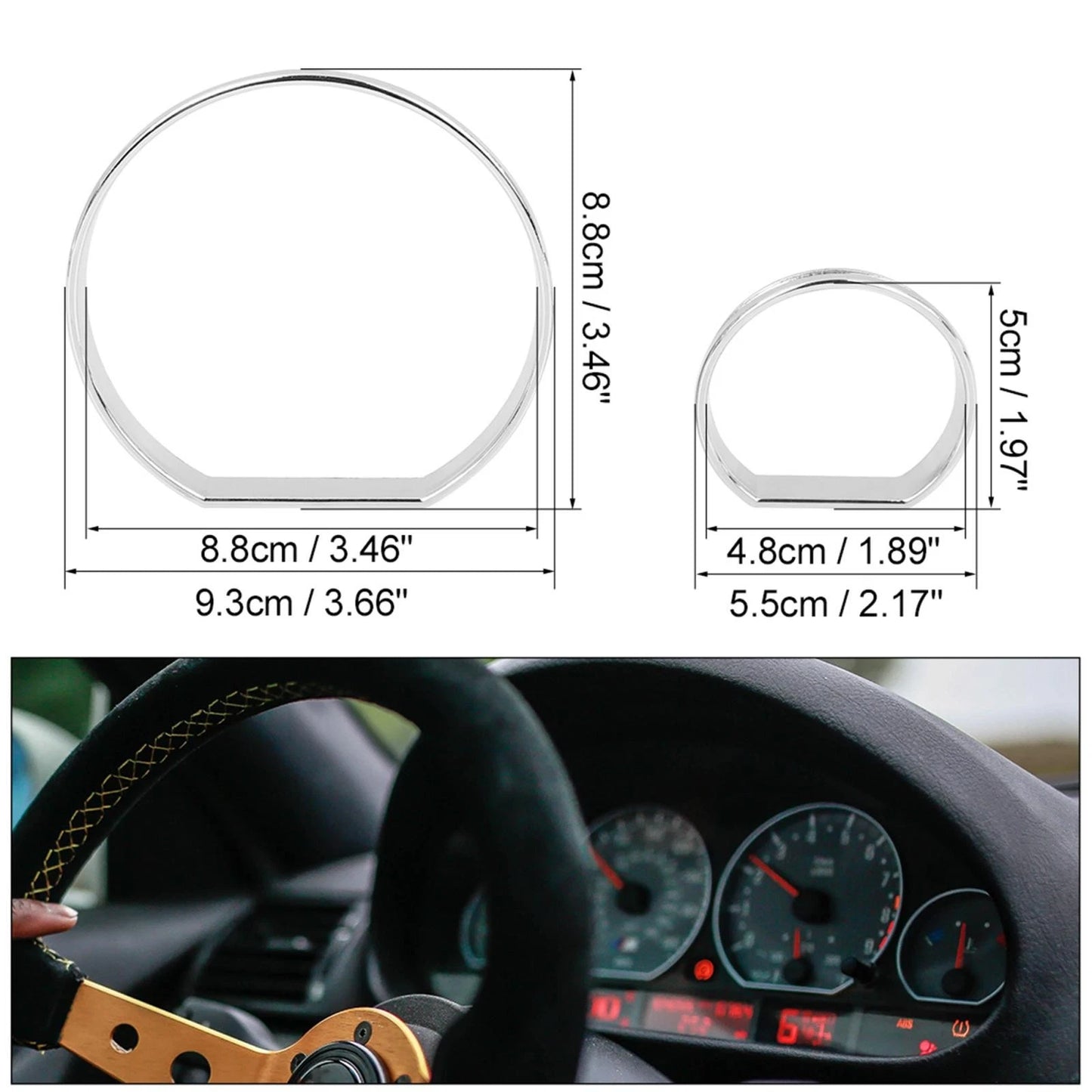 Chrome Speedometer Gauge Dial Rings Trim for BMW E46 M3 (2001-2006)