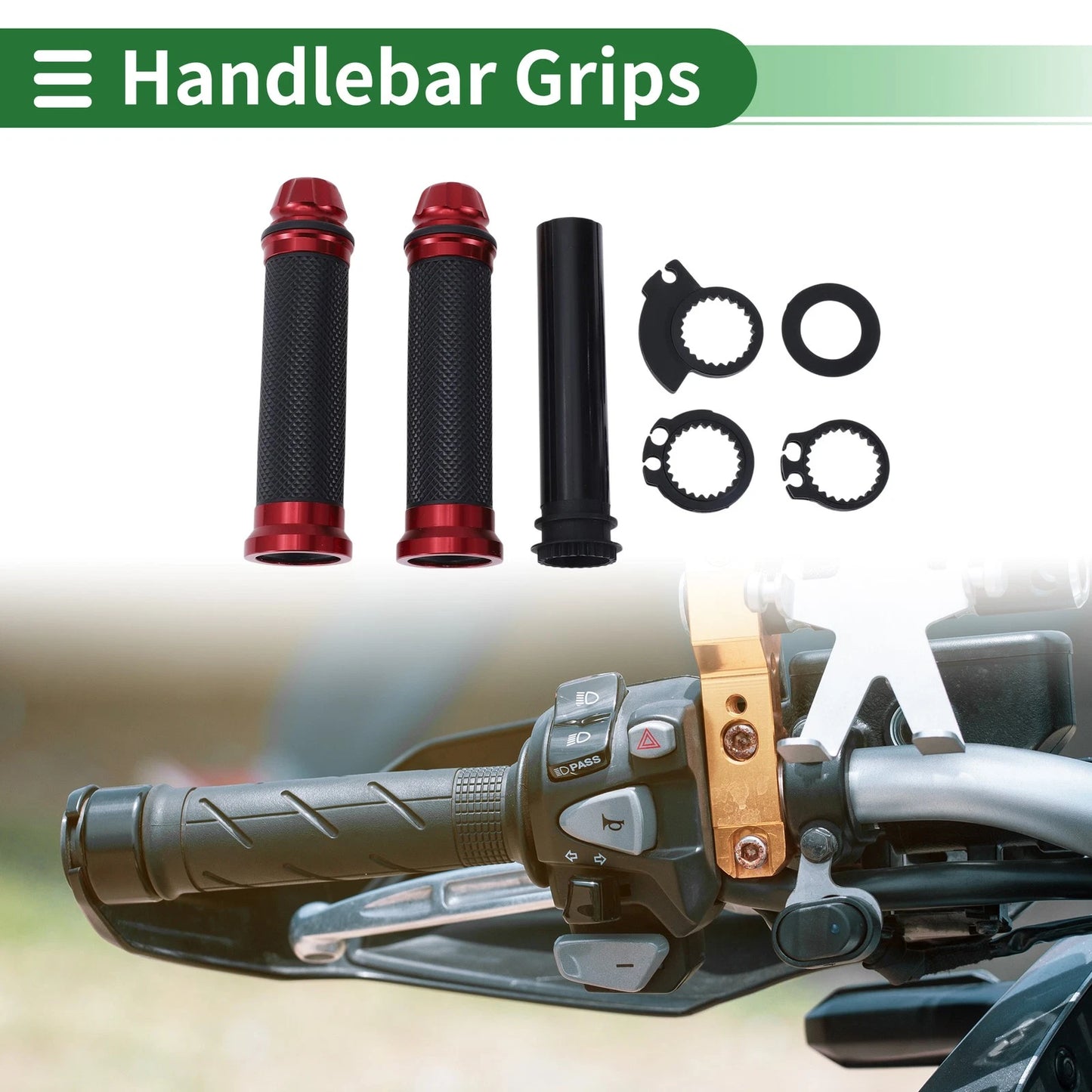 7/8 22mm Hand Grips Handlebar End Grips Black Red Rhombus