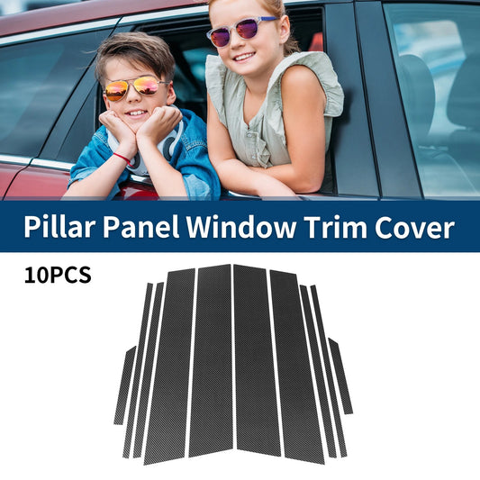 10 Pcs Window Trim Covers for Toyota RAV4 (2019-2023) Black Carbon Fiber