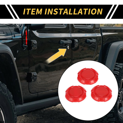 3 x Car Exterior Door Key Jack Covers for Jeep Wrangler JL JLU 2018-2022 Red