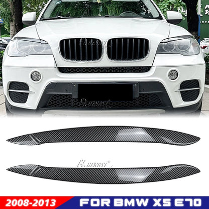 Carbon Style Add-On Headlight Eye Lid Eyebrow Trim Cover for BMW X5 (2008–2013)