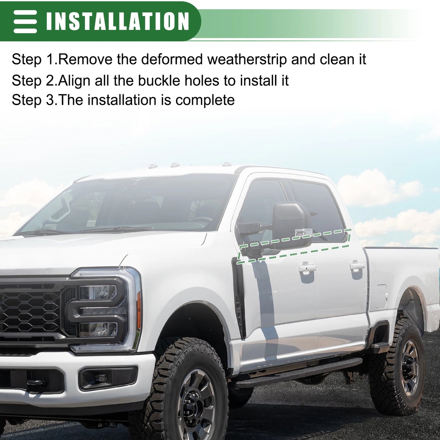 Window Weatherstrip for Ford F-250 2013-2016 Rubber Seal Black 2 x Pieces