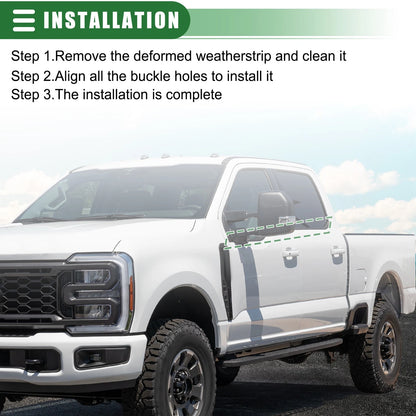Window Weatherstrip for Ford F-250 2013-2016 Rubber Seal Black 2 x Pieces