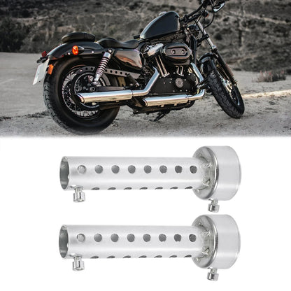2x 45mm Motorcycle Exhaust Silencer Muffler Pipe Silver Tone for All Models