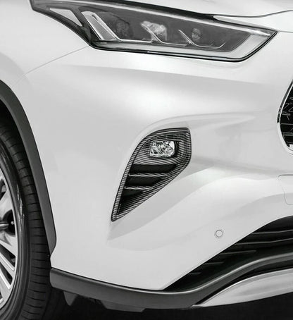 Carbon Fiber Front Fog Light Decor Cover Trim for Toyota Highlander (2020-2023)