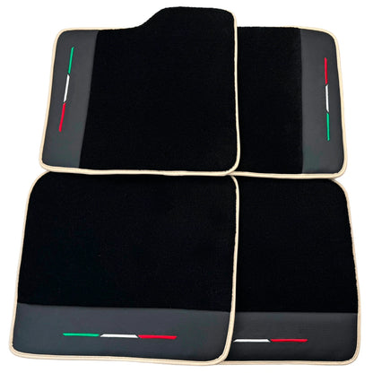 Black Floor Mats for Ferrari Purosangue with Leather & Beige Trim