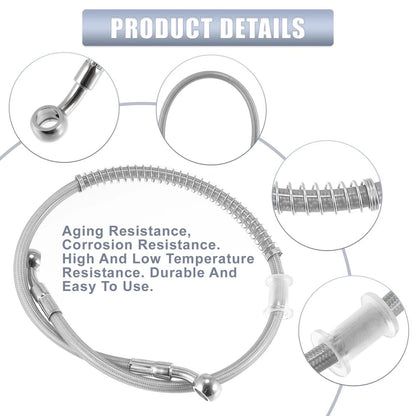 23.62" 10mm Motorcycle Hydraulic Brake Line Oil Hose Stainless Steel Silver Tone