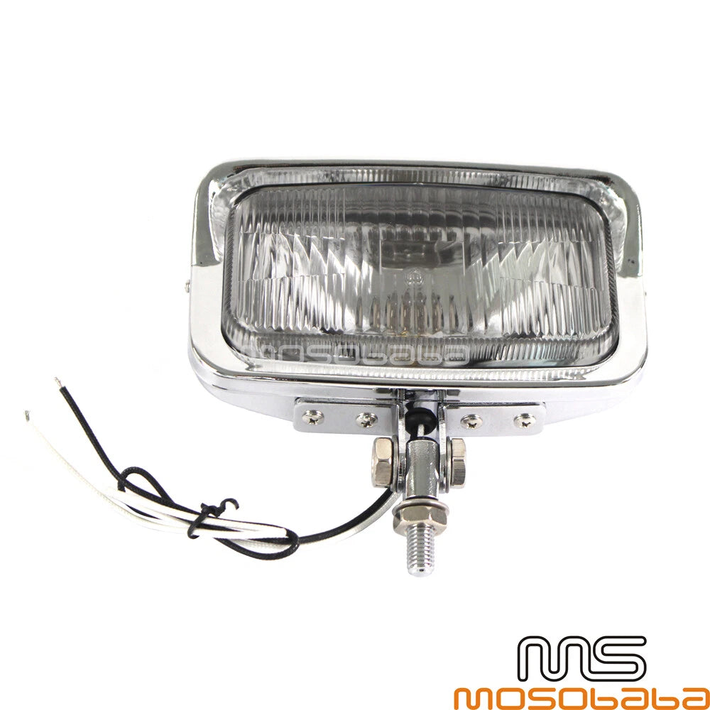 Chrome Square Headlight Assembly for Harley Chopper Cafe Racer Custom