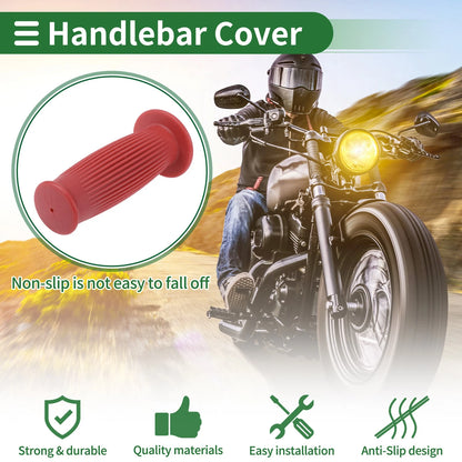 25mm Motorcycle Hand Grips Cover Handlebar End Grips TPU Dark Red