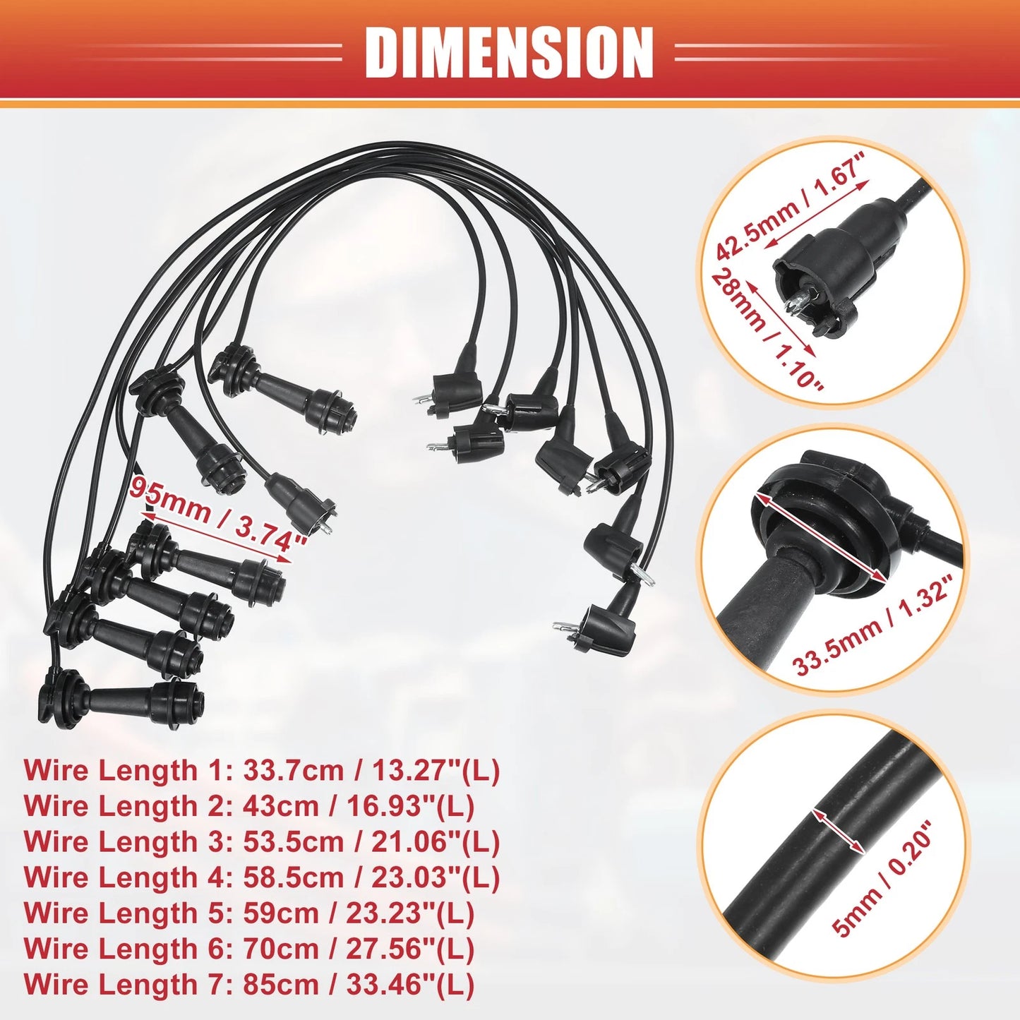 7 x Spark Plug Wire Ignition Coil Cable for Toyota Supra (1993–1996)