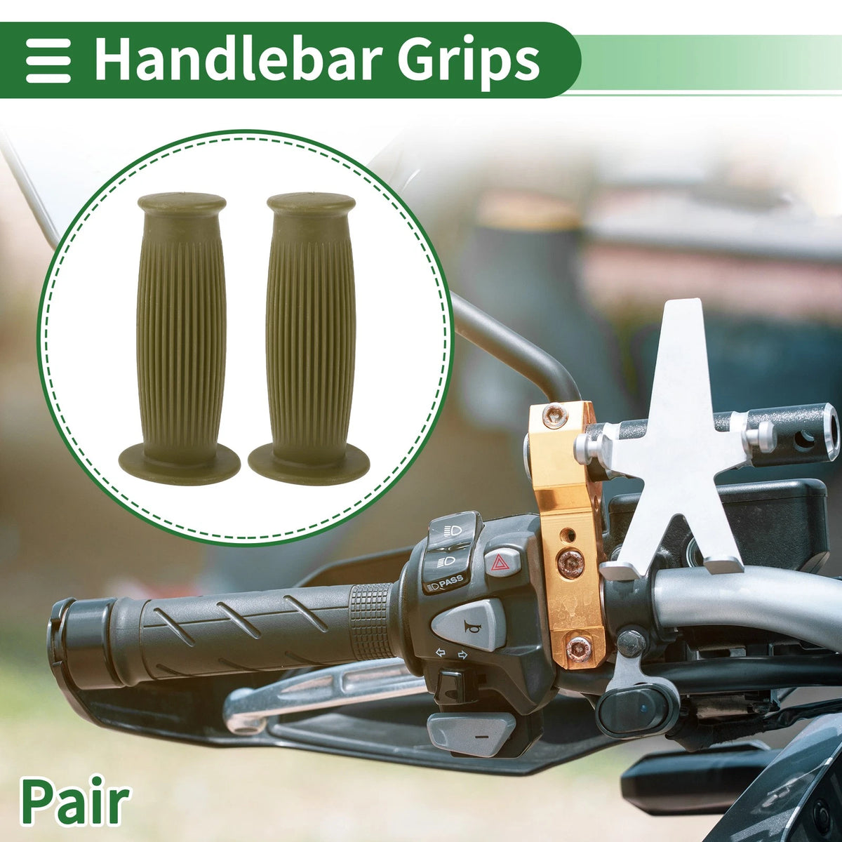 25mm Hand Grips Cover End Grips TPU Green for Motorcycle