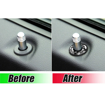 Real Carbon Fiber Interior Door Lock Pin Ring Trims for Dodge Challenger (2008-2014)