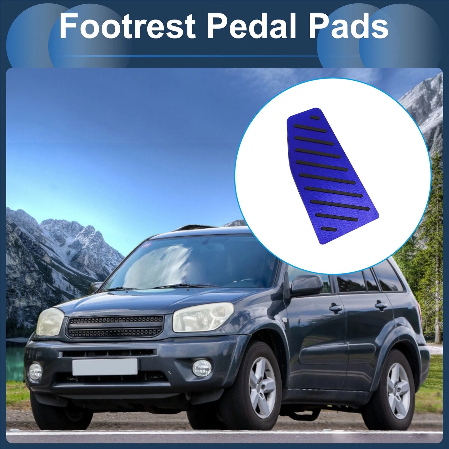 Footrest Pedal Pads Foot Rest Dead Pedal Pad Cover for Toyota RAV4 Blue