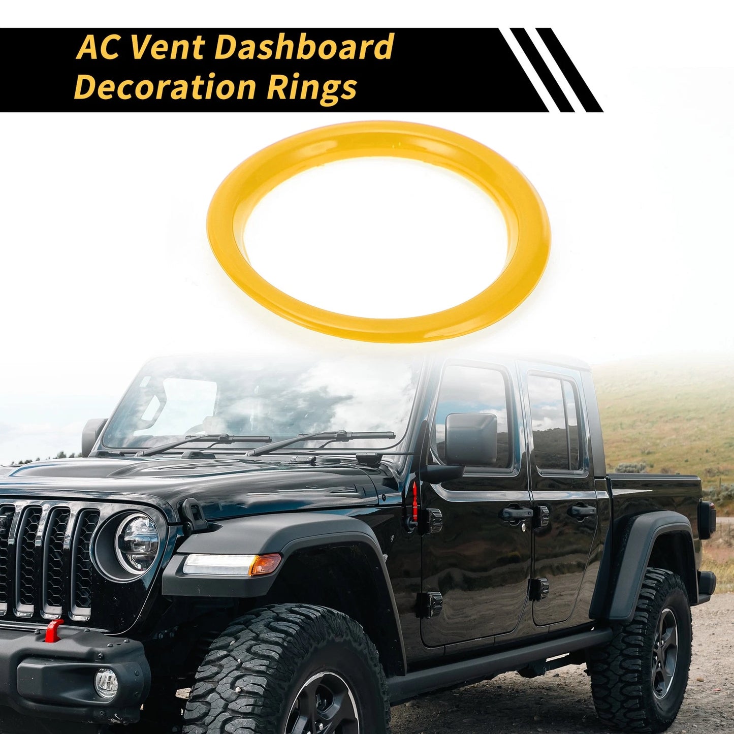 AC Vent Dashboard Decoration Rings  Yellow for Jeep Wrangler JL (2018-2020)