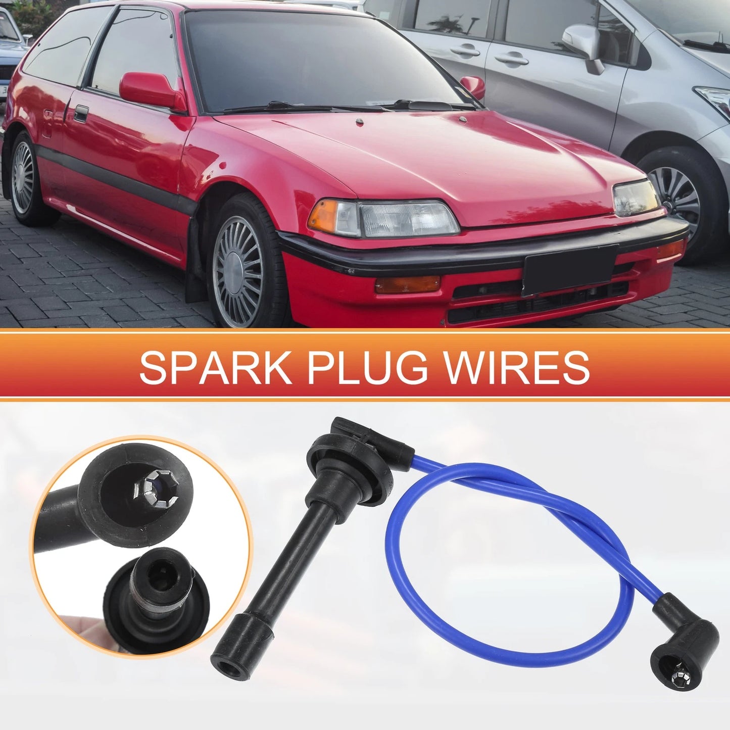 4 x Spark Plug Wire Ignition Coil Cables for Honda Civic CRX (1988)