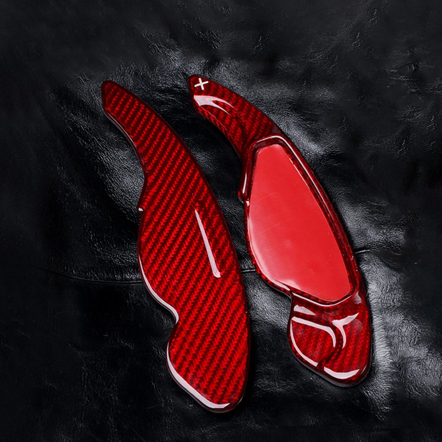 2 x Steering Wheel Shift Paddle Extensions Carbon Fiber Red for Land Rover Evoque (2012-2018)