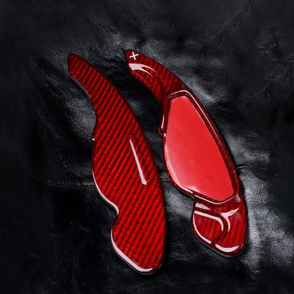 2 x Steering Wheel Shift Paddle Extensions Carbon Fiber Red for Land Rover Evoque (2012-2018)