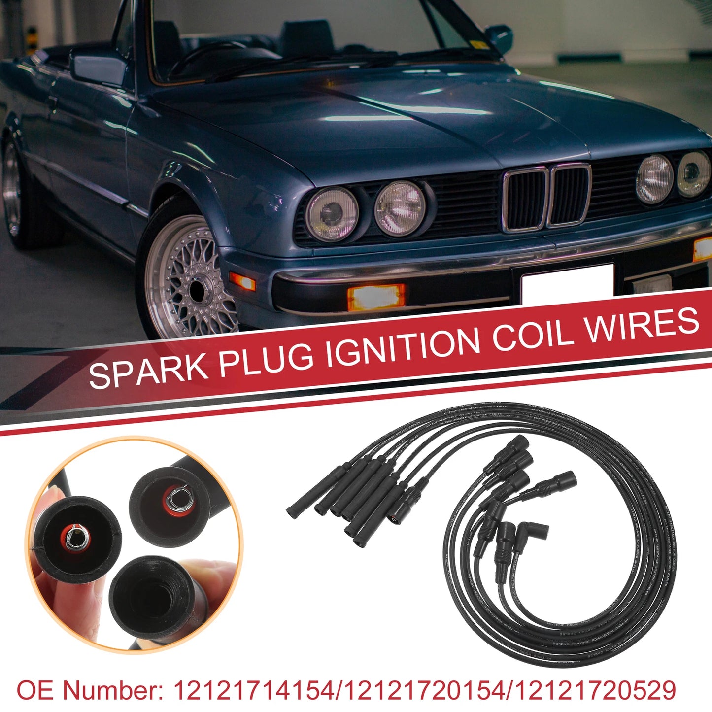 7 x Spark Plug Wire Ignition Coil Cables for BMW 3 Series (1986)