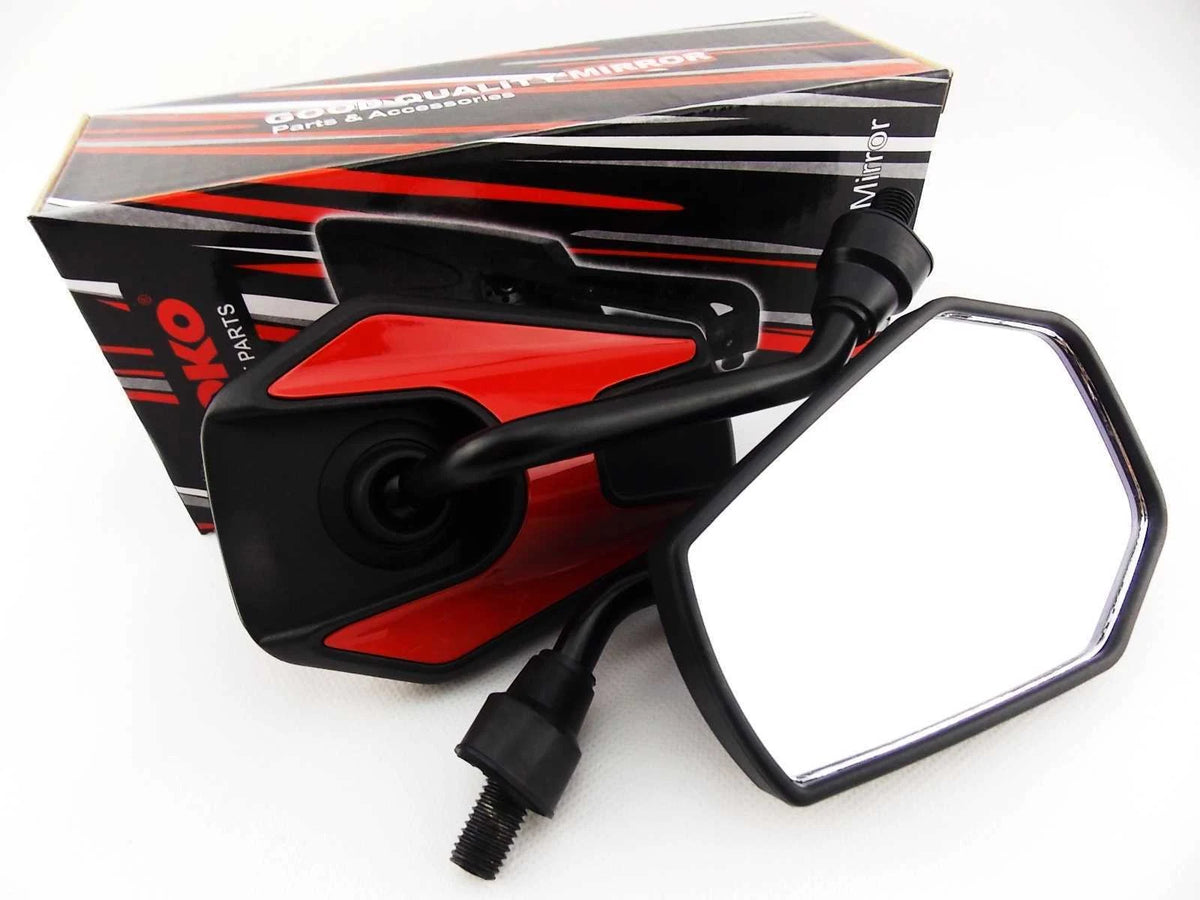 Black Red Hex Soko Mirrors for Honda VTX1800 (2001-2008)
