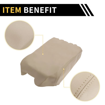 Console Lid Armrest Cover for Toyota Tundra (2007-2021) Beige Microfiber Leather