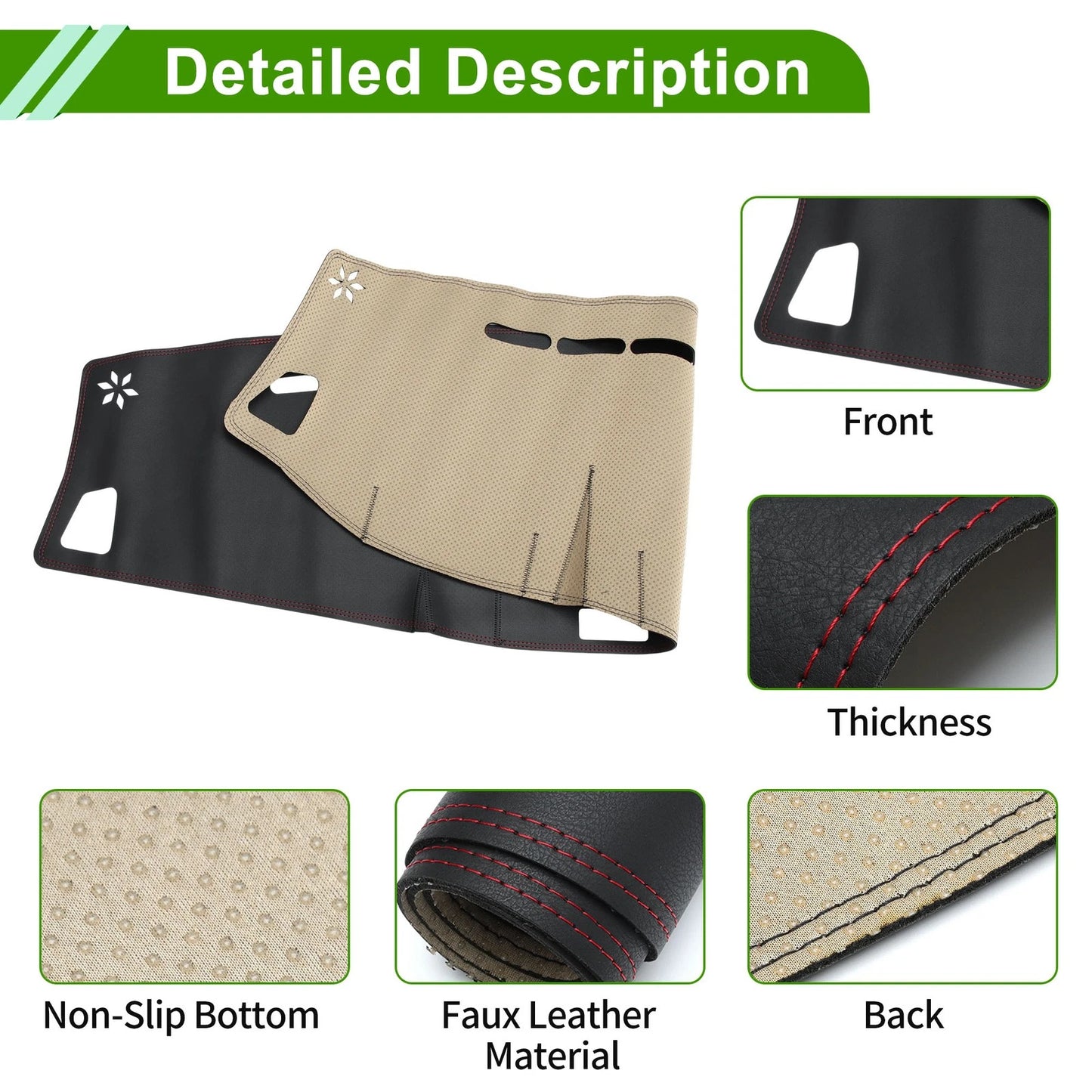 Dashboard Cover Mat for Mazda BT50 2007-2023 Black Red