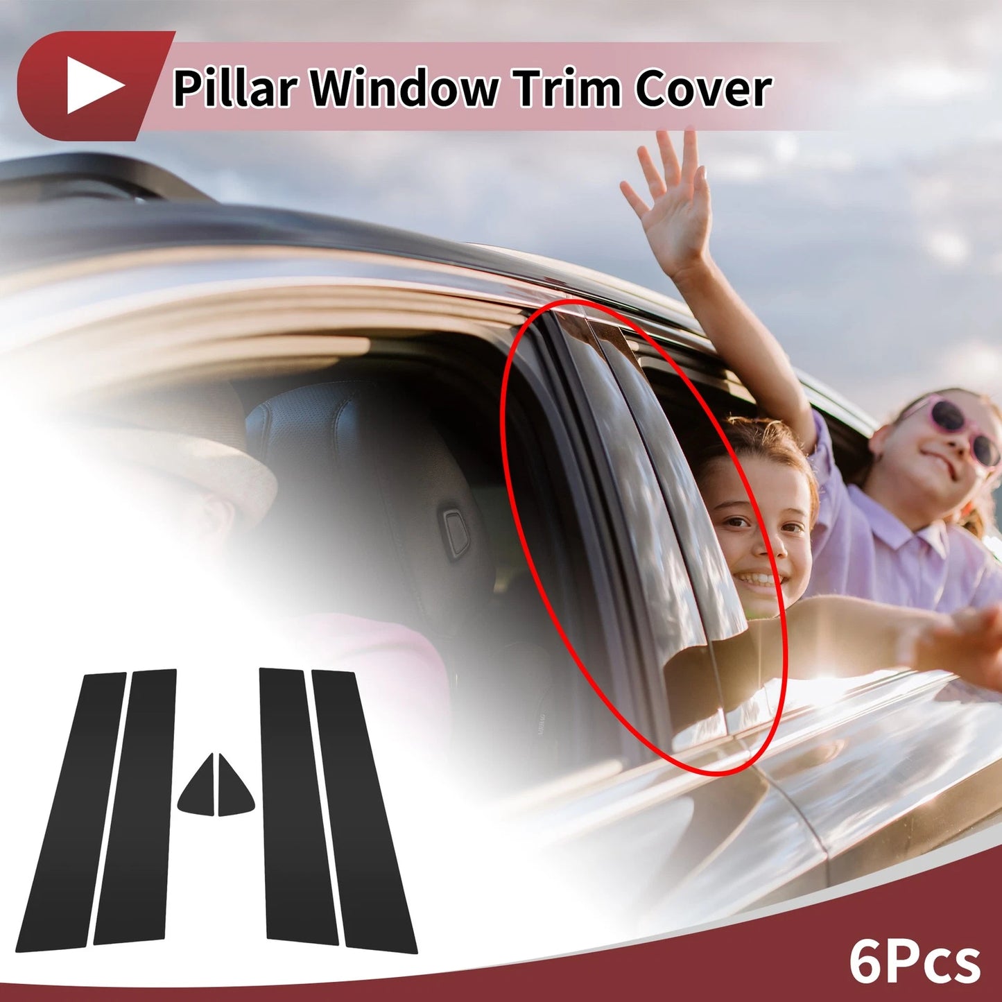 6x Car Door Pillar Window Trim for Dodge Durango Black (2011-2020)