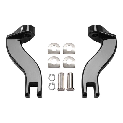 Black Rear Passenger Footpegs Bracket Mount for Harley Touring (1993-2025)