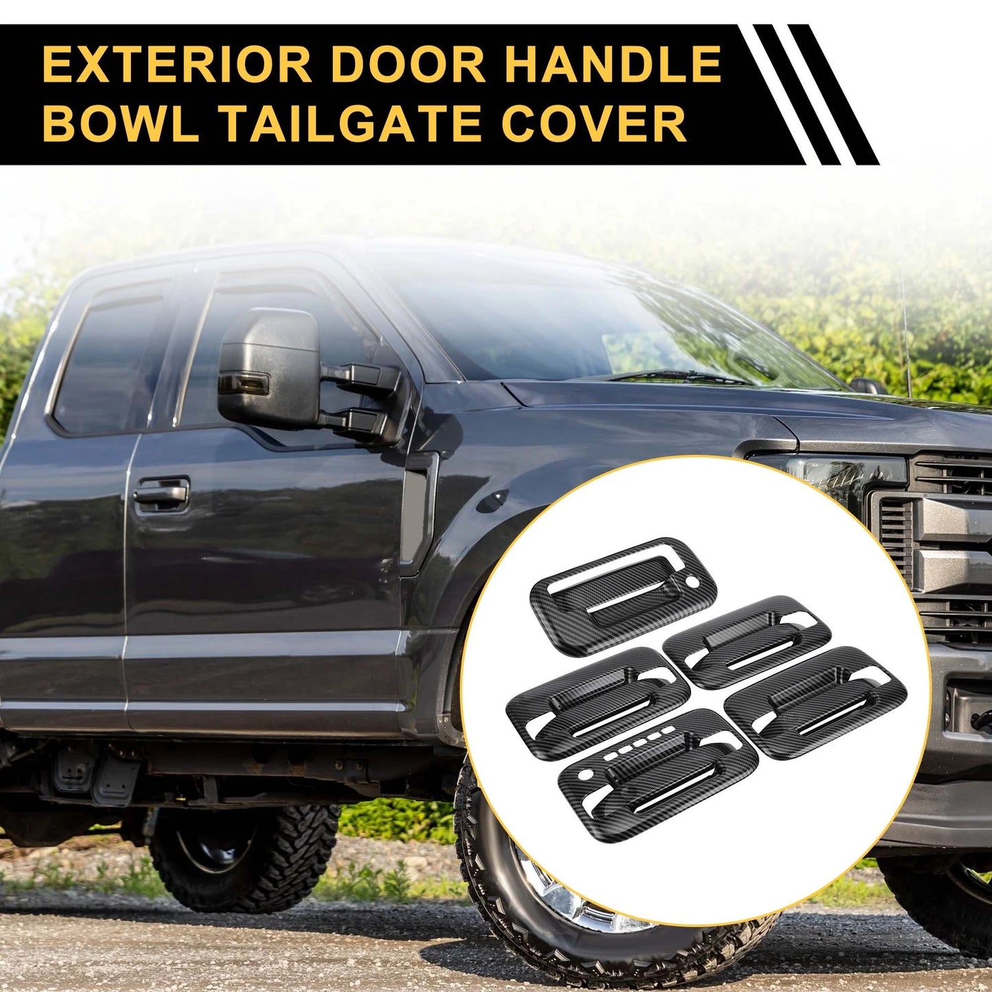 Exterior Door Handle Cover Set for Ford F-150 (Keypad, Black, 2009-2023)