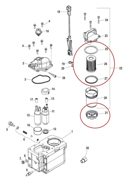 MerCruiser GEN III Fuel Filter Kit for Bravo 5.7/6.2/8.1 (Water Separating)