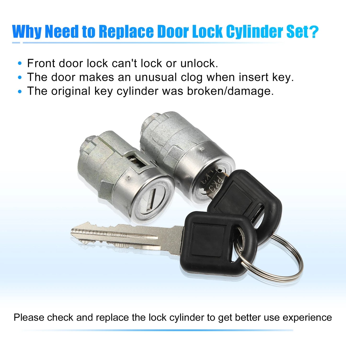 1 Pair Door Lock Cylinder Driver Passenger Side for Chevrolet GMC