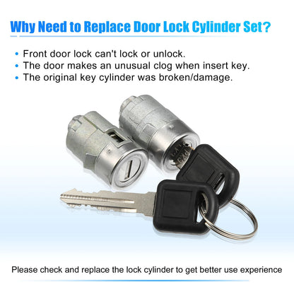1 Pair Door Lock Cylinder Driver Passenger Side for Chevrolet GMC
