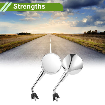M8 Rear View Mirrors Round Shape Chrome Silver Tone Iron Plastic for M8