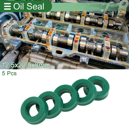 Oil Seal / 12.5x22.5x8mm / Seal Ring Rotary Shaft Seal TPU Green 5 Pcs