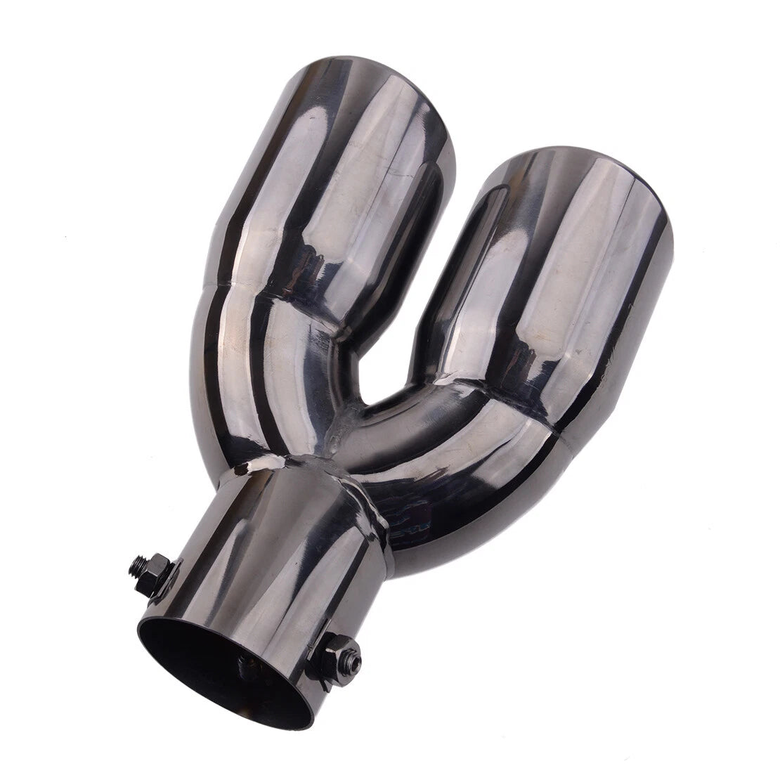 2.5" Inlet Dual Rear Muffler Exhaust Tip Tail Pipe for Titanium Black Car