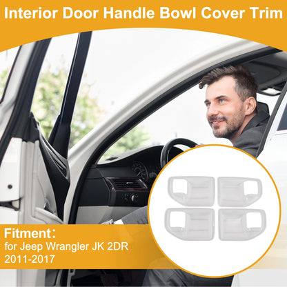 Interior Door Handle Bowl Cover Trim for Jeep Wrangler JK (2011-2017) 4 Pcs