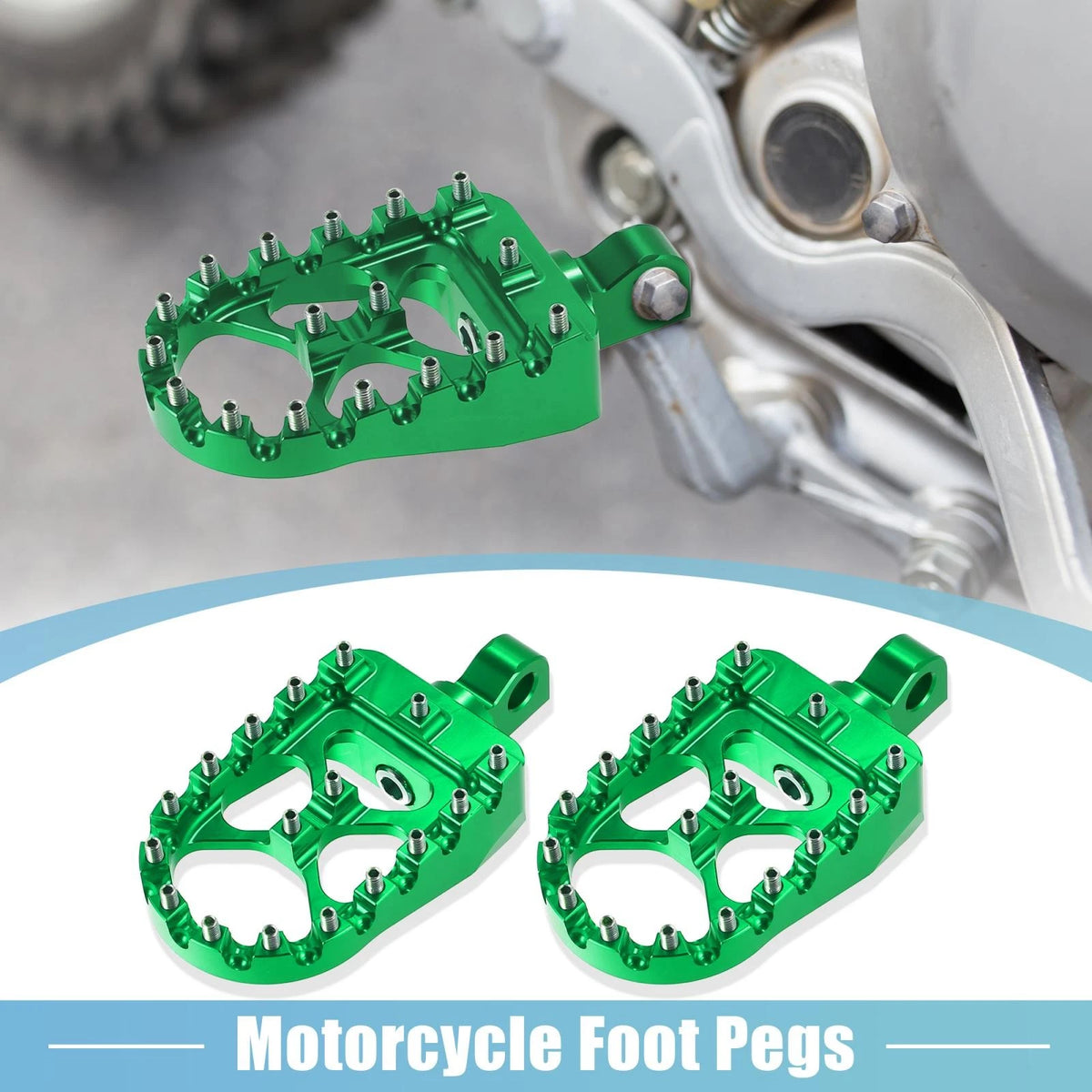 Pair Wide Foot Peg 360° Aluminum Alloy Foot Peg Green for Motorcycle