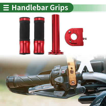 7/8" 22mm Hand Grips Cover Kit for Motorcycle Red Side Logo