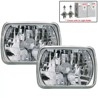2 x Crystal Clear Lens Chrome Headlights for Mazda RX-7 FC3S (1986-1992)