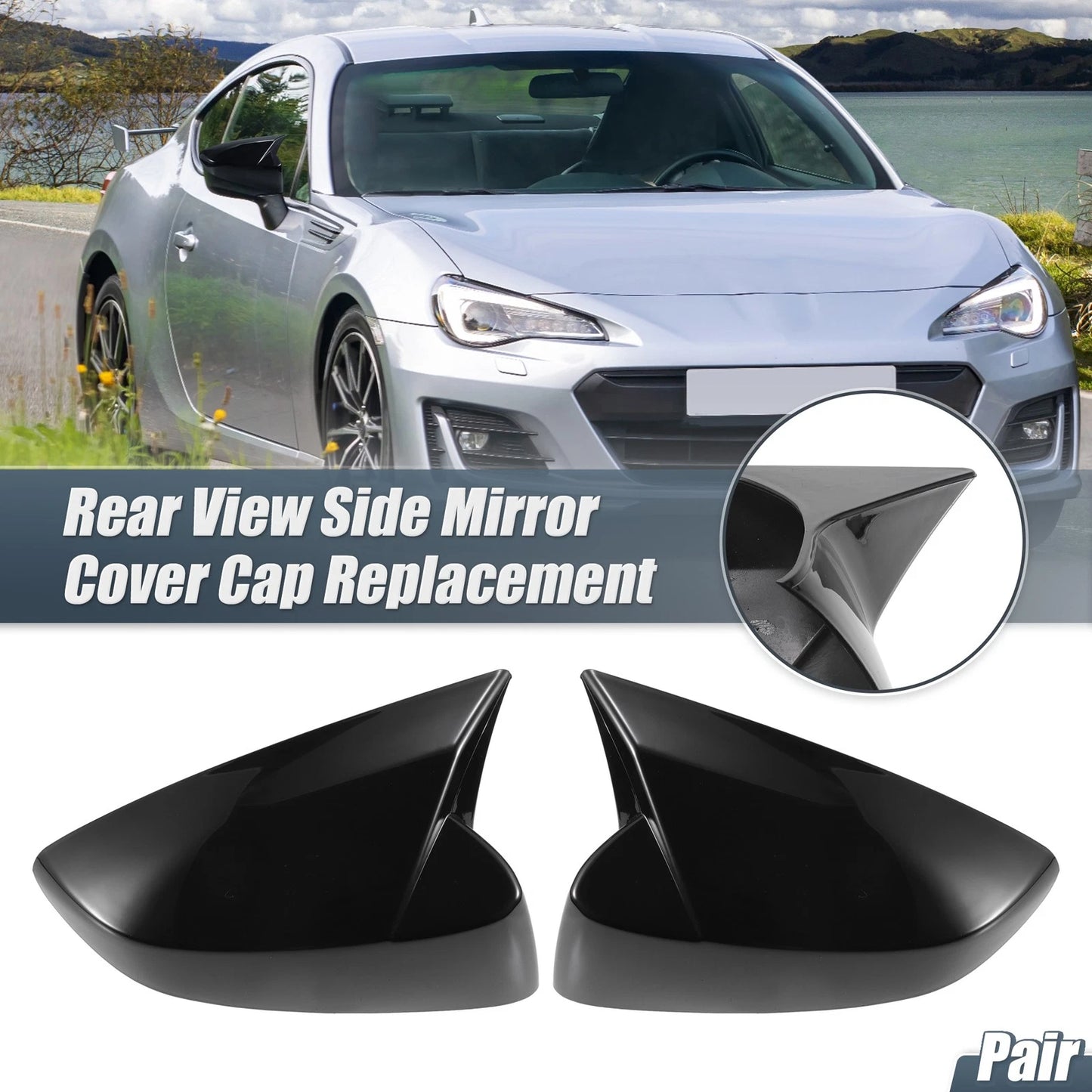 Rearview Mirror Cover Overlay Gloss Black for Subaru BRZ (2012-2020)