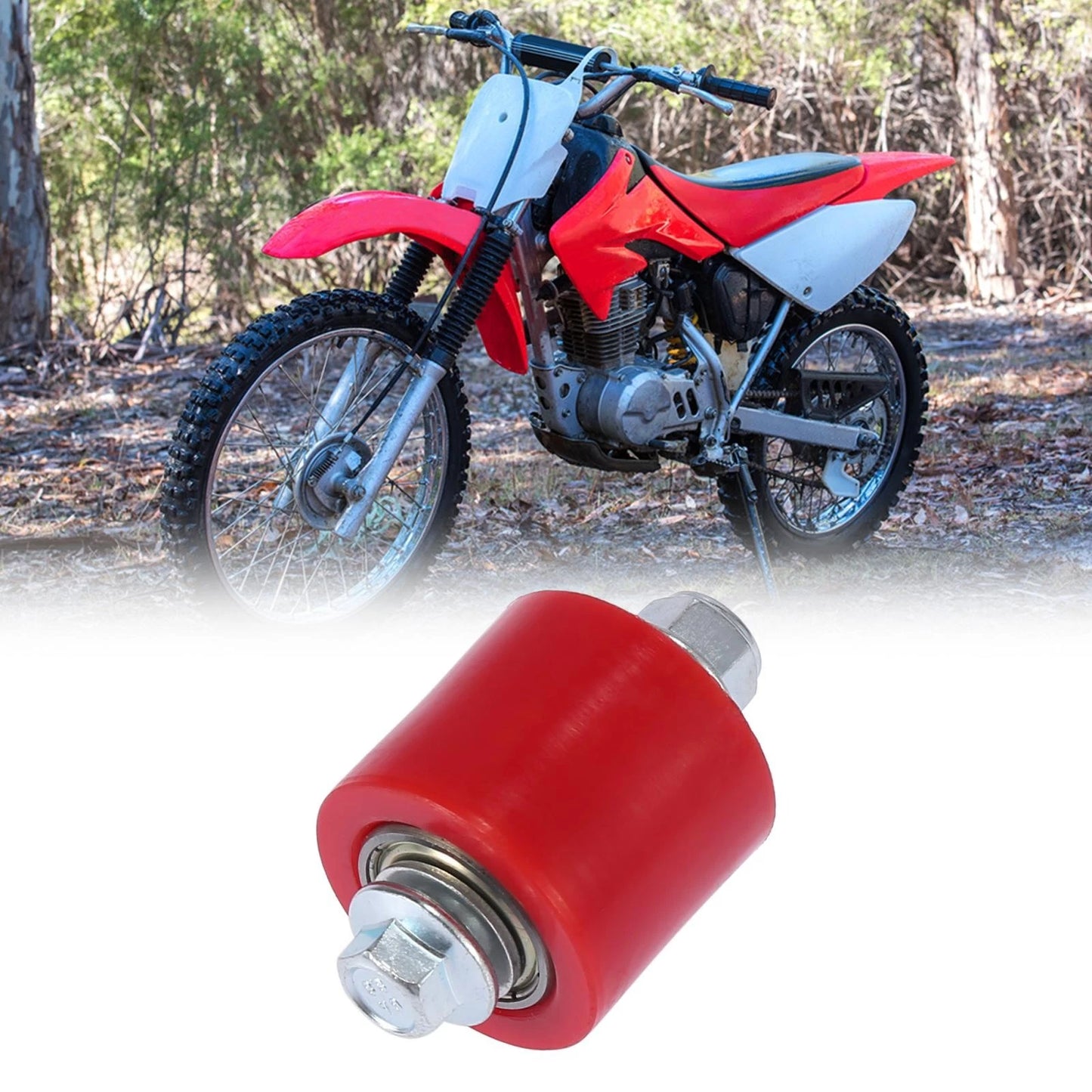 1x 8mm Chain Pulley Roller Slider Wheel Guide Red for Motorcycle
