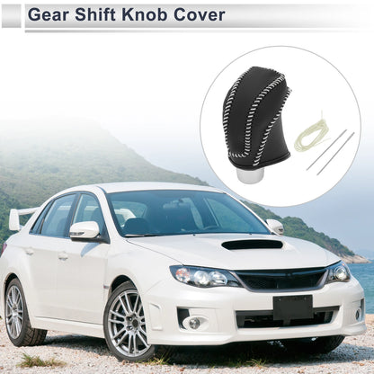 Gear Shift Knob Cover for Subaru Impreza (2017-2023) Black Beige Faux Leather