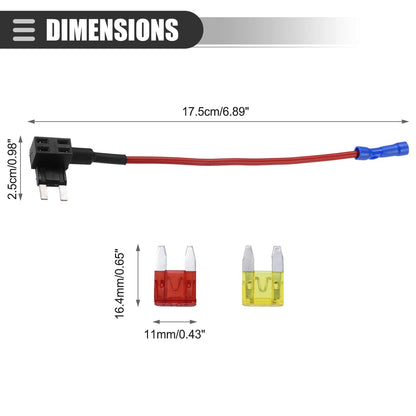 Circuit 12V Mini Fuse Tap w/  10A 20A ATM APM Blade Fuses for Car