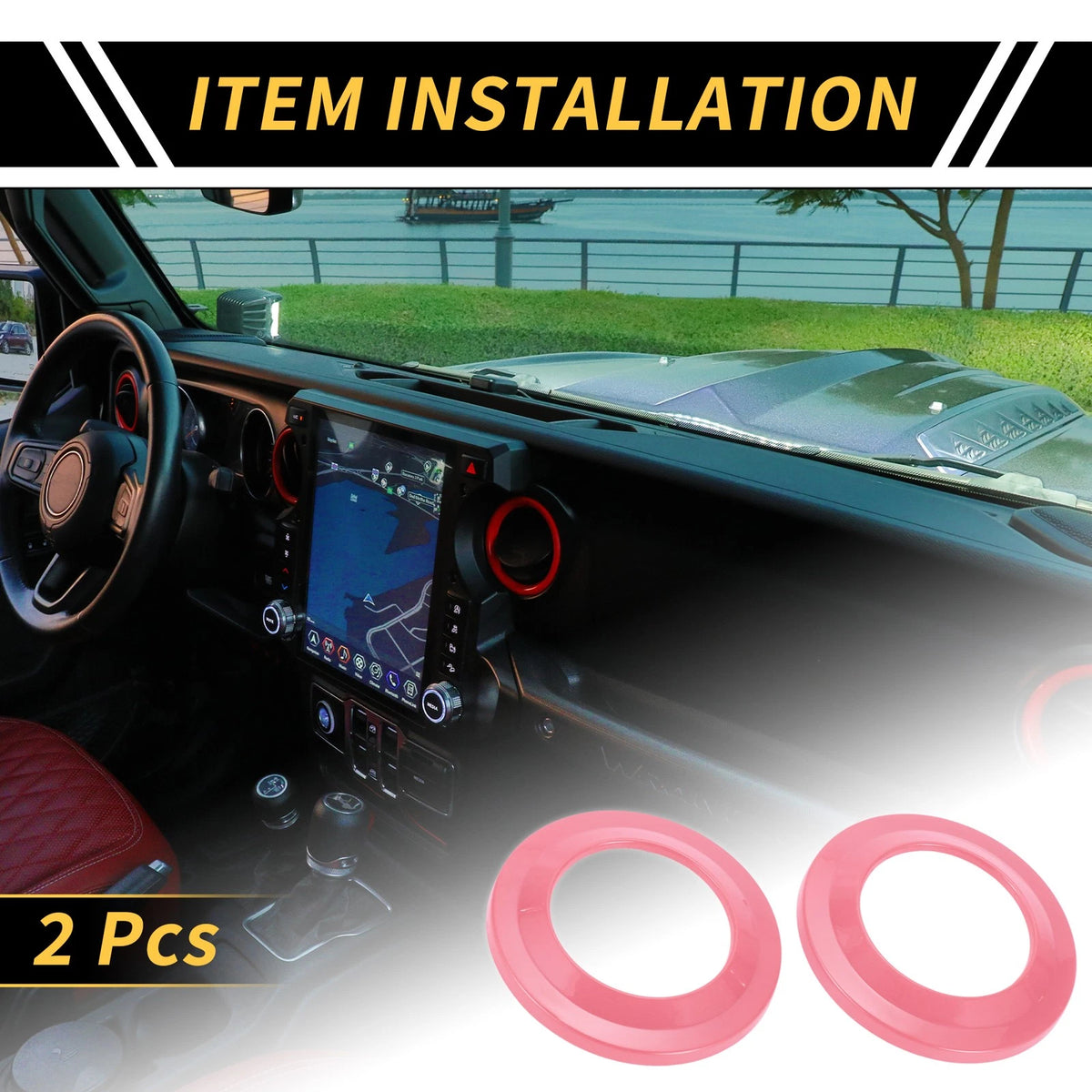 A Pillar Speaker Ring Cover Trim for Jeep Wrangler JK (2007-2014) Pink