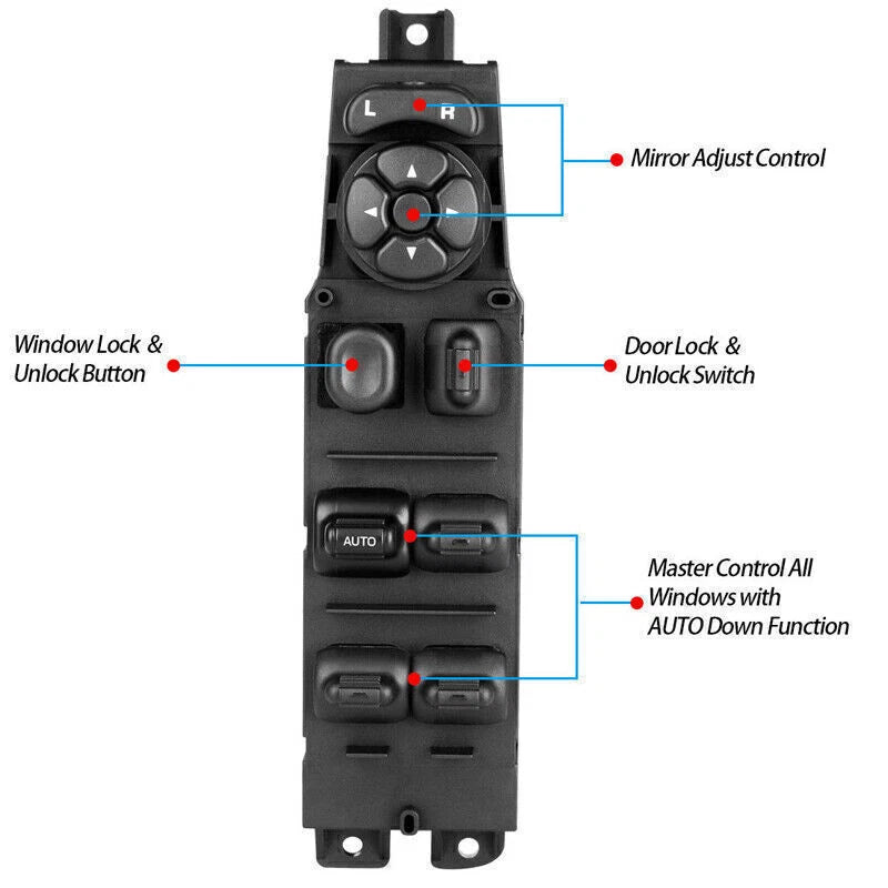 Dodge Ram 1500 2500 3500 Door Window Switch Panel Control Bezel Black (2002-2010)